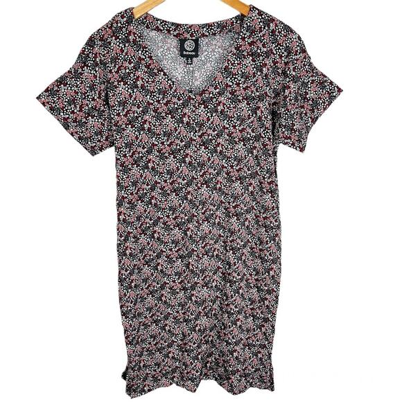 NWT Nordstrom Bobeau Micro Floral Black T-shirt Mini Sheath Dress Size Small - Picture 1 of 9